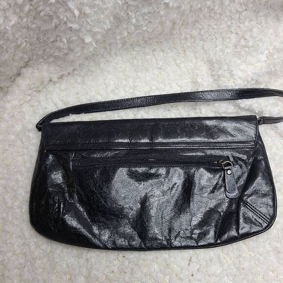 Helen Welsh‎ Black Leather Convertible Shoulder Bag Clutch Wristlet - Picture 12 of 16